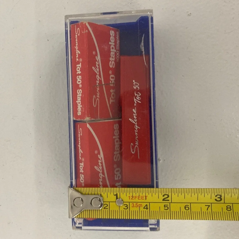 Vintage‎ Swingline Tot 50 Red Mini Stapler Blue Case Staples Set Office Supplies